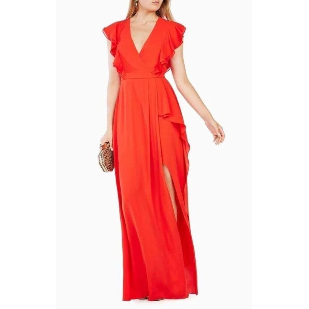 BCBG MaxAzria Callie Ruffle Dress (Red, Size 4)